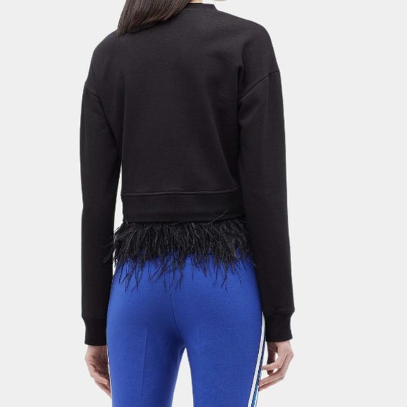 Derek Lam 10 Crosby Sweatshirt w/ Ostrich Feather Trim - Picture 3 of 7
